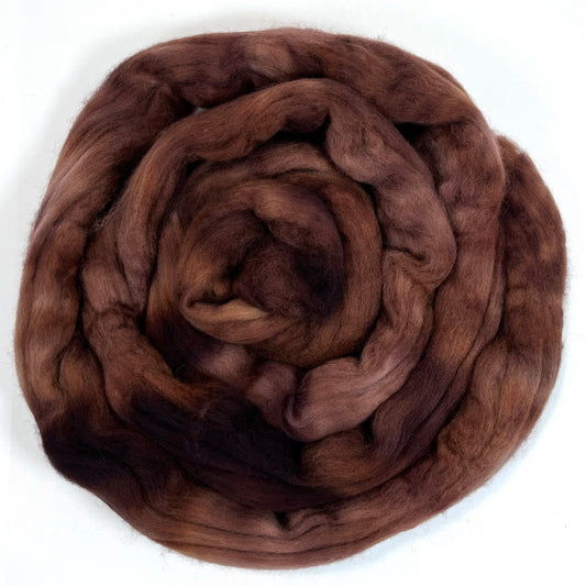 Cinnamon Oopsie - 2 oz Falkland Merino combed top, roving, spinning fiber, handspinning, felting, needle felting, weaving supplies