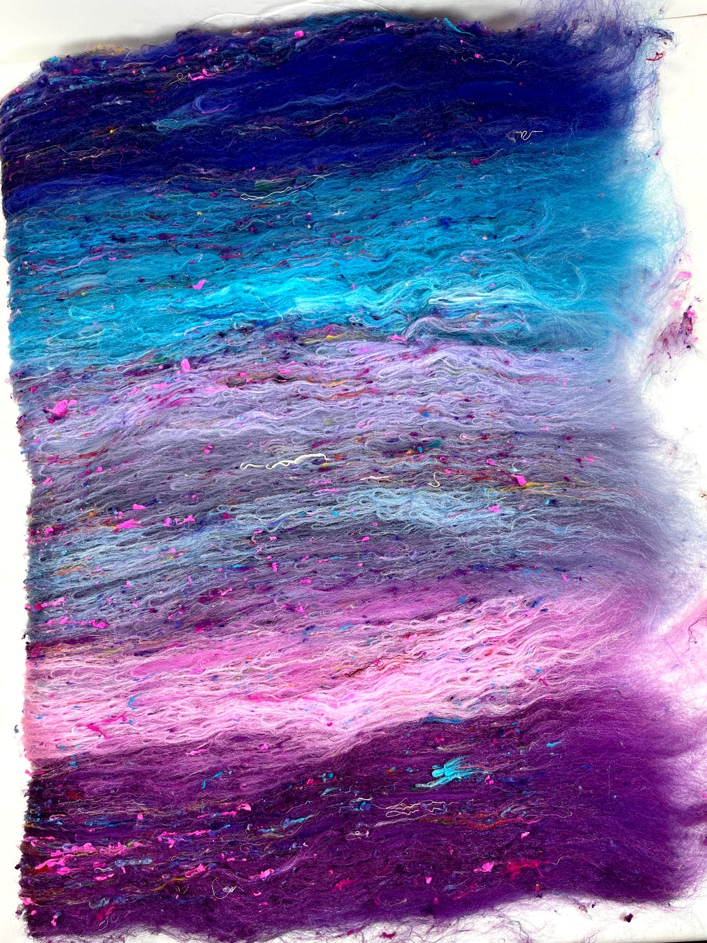Midnight Fantastic Batt 1229-03 - 2.7 oz Falkland Merino wool, silk, noils, spinning fiber, drumcarded, handspinning, nuno, felting wool