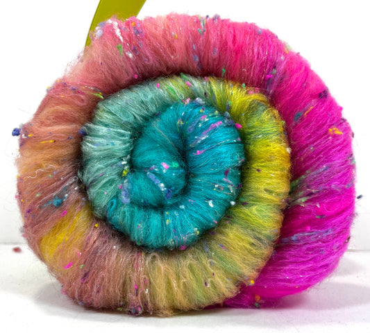 Fairy Dust Batt 0118-01 - 2.7 oz Polwarth wool, silk, noils, spinning fiber, drumcarded, handspinning, nuno, felting wool