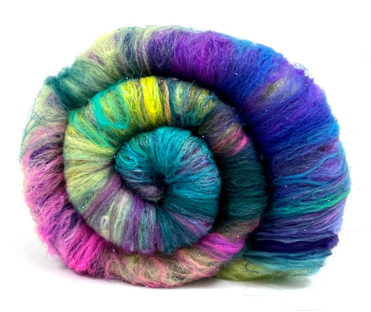 Crayon Box Batt 0516-03 - 3.4 oz Soft wool, sparkle, spinning fiber, drumcarded, handspinning, nuno, felting wool