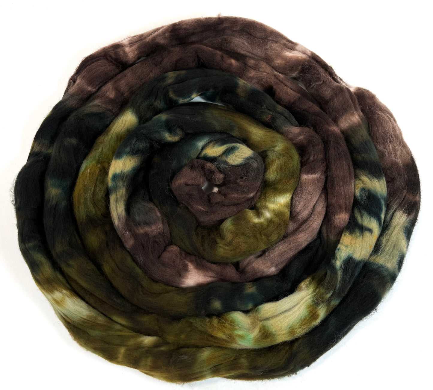 Peat Bog SC Oopsie - 4 oz Targhee combed top, roving, spinning fiber, handspinning, felting, needle felting, weaving supplies