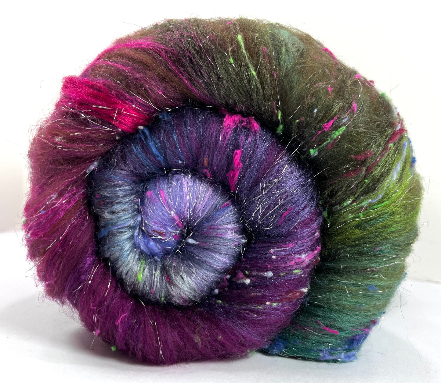 Arabesque Batt 0901-04 - 3.7 oz Falkland Merino wool, silk, noils, spinning fiber, drumcarded, handspinning, nuno, felting wool