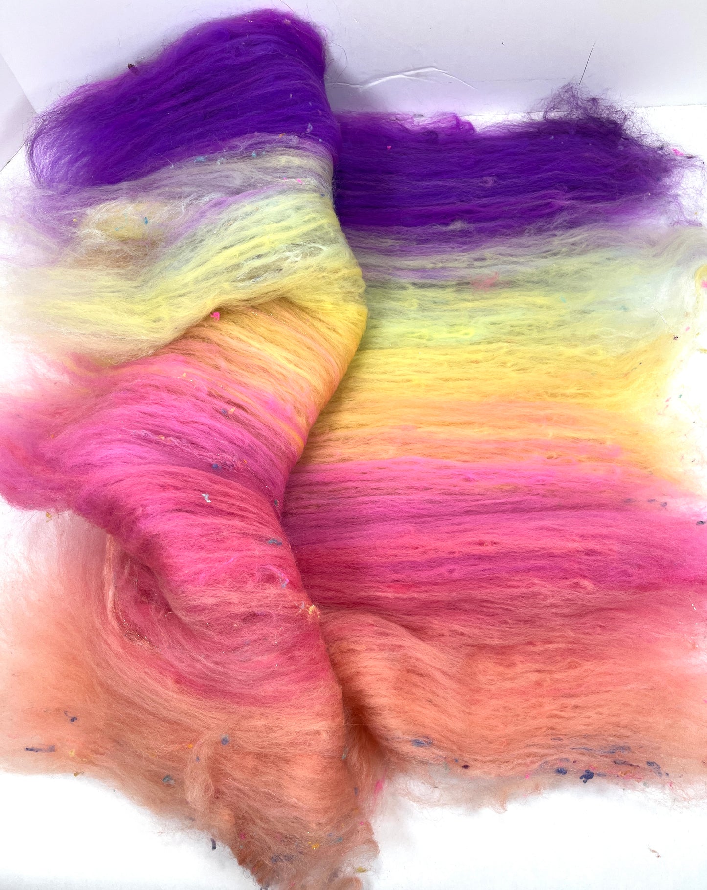 Cindy Lou Gradient Batt 0801-01 - 2.6 oz Polwarth wool, silk, noils, spinning fiber, handspinning, nuno, felting wool, weaving, spindle