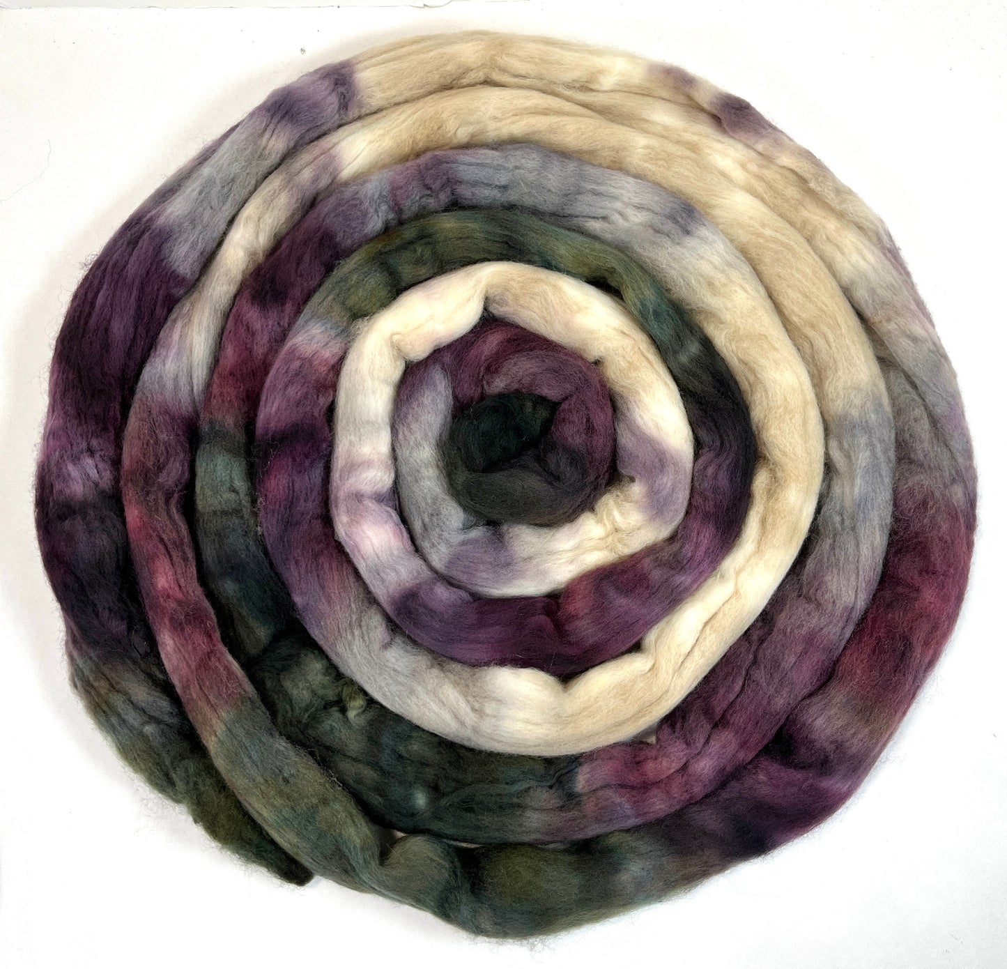 Morning Fog SC - 4 oz hand painted wool combed top, roving, spinning fiber, handspinning, felting