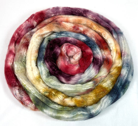 Limited Edition 0326-02 - 4 oz BFL/Silk combed top, roving, spinning fiber, handspinning, felting, needle felting, weaving supplies
