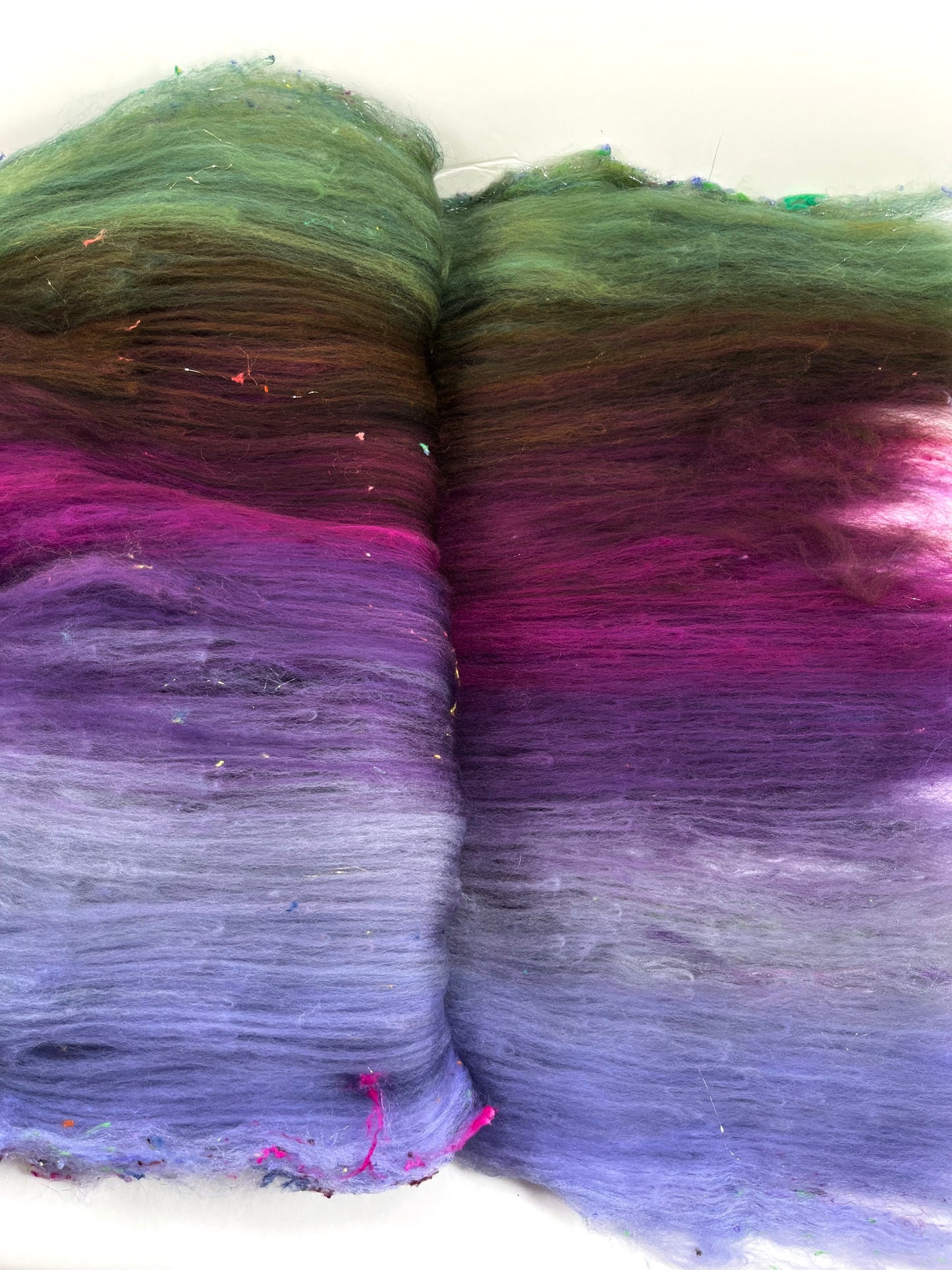 Arabesque Batt 0901-04 - 3.7 oz Falkland Merino wool, silk, noils, spinning fiber, drumcarded, handspinning, nuno, felting wool