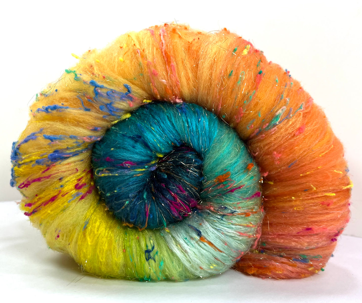 Ironic Grooves Batt 0901-03 - 4.5 oz Falkland Merino wool, silk, noils, spinning fiber, drumcarded, handspinning, nuno, felting wool