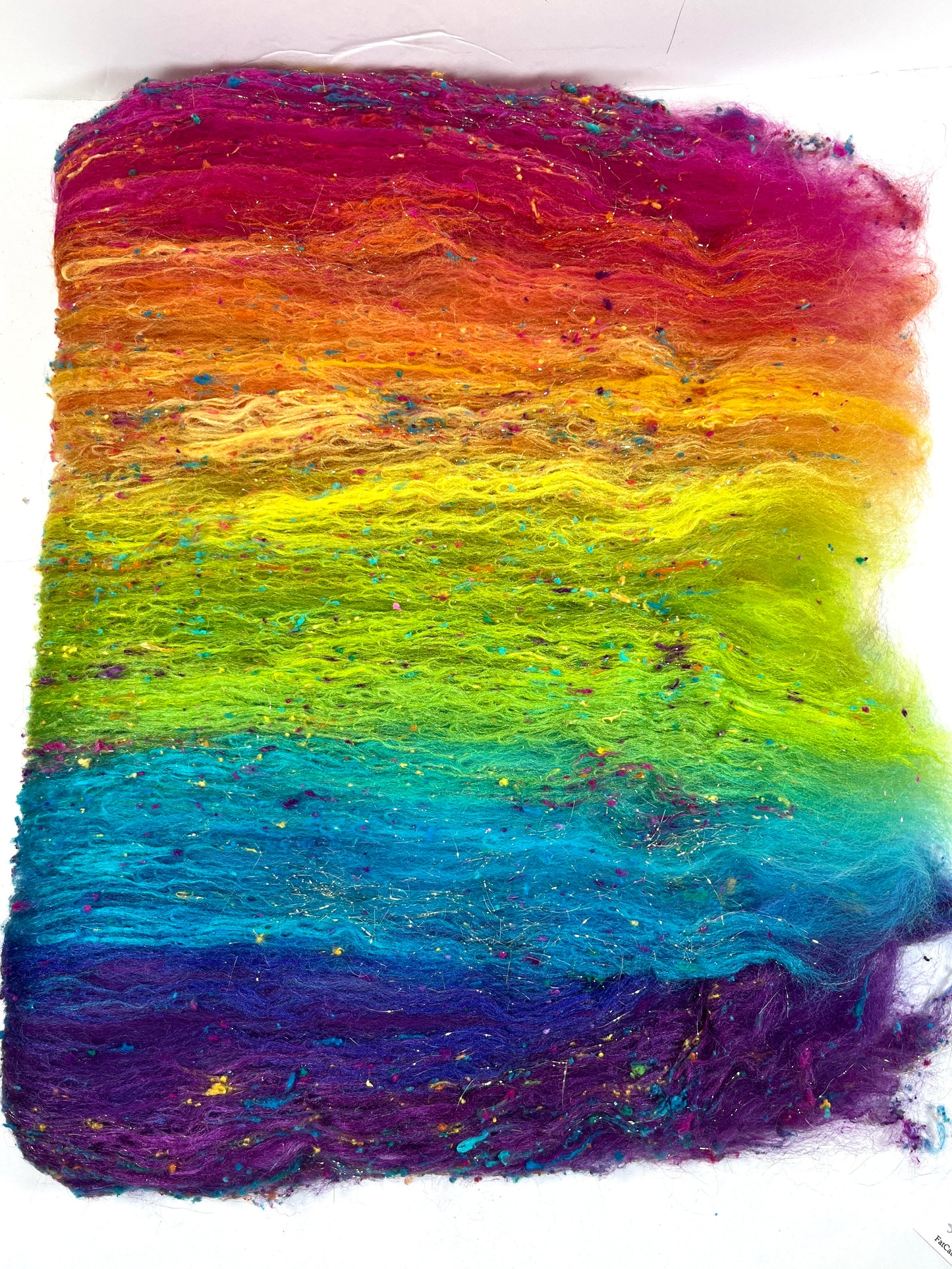 Plumeria Batt 0404-05 - 2.7 oz Corriedale wool, silk, noils, spinning fiber, drumcarded, handspinning, nuno, felting wool