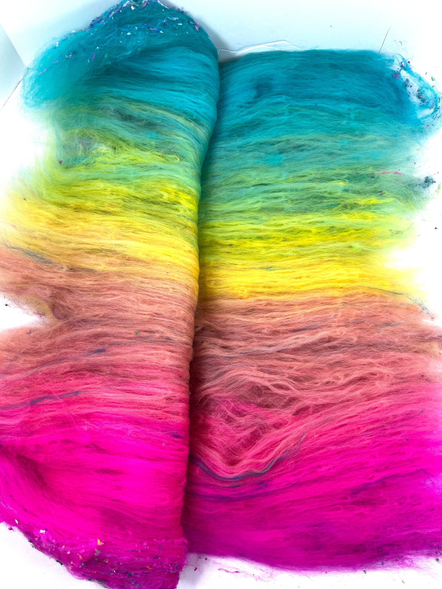 Fairy Dust Batt 0118-01 - 2.7 oz Polwarth wool, silk, noils, spinning fiber, drumcarded, handspinning, nuno, felting wool