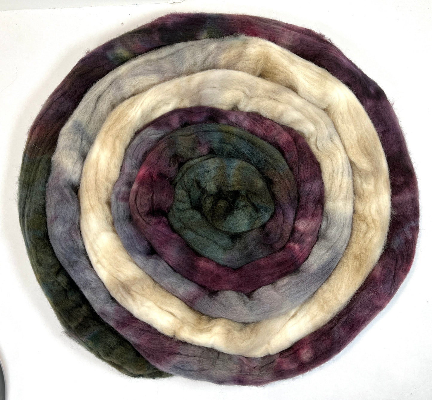 Morning Fog MG - 4 oz hand painted wool combed top, roving, spinning fiber, handspinning, felting