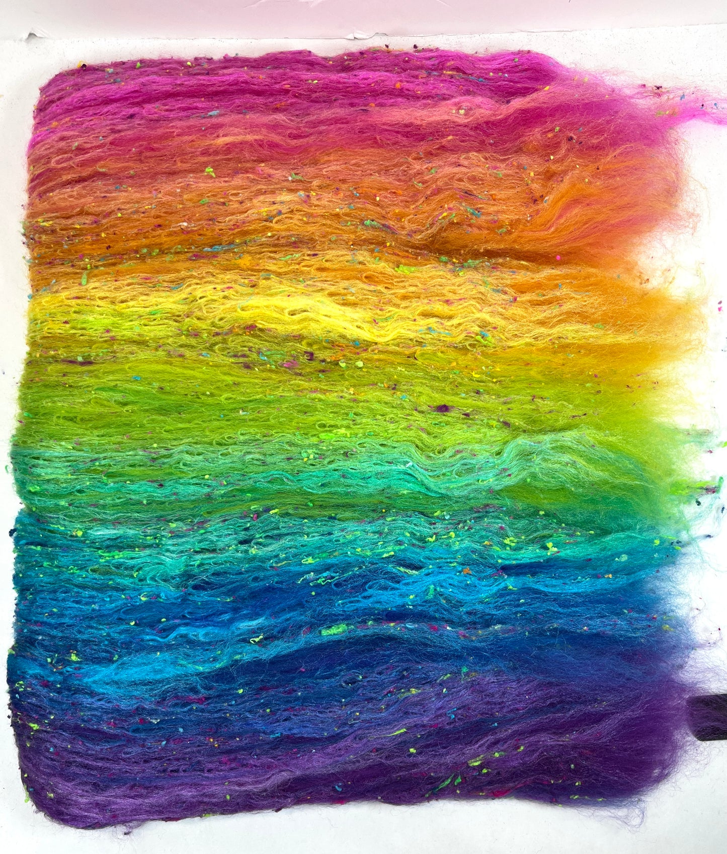 Plumeria Batt 1215-01 - 2.6 oz Cormo wool, silk, noils, spinning fiber, drumcarded, handspinning, nuno, felting wool