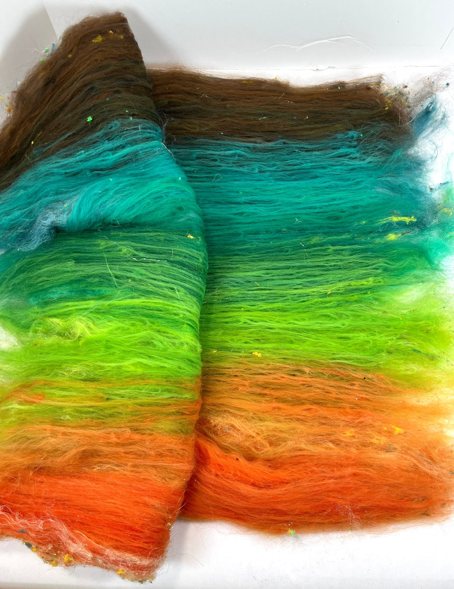 Sea Witch Gradient Batt 0905-02 - 2.8 oz Polwarth wool, silk, hemp, noils, spinning fiber, handspinning, nuno, felting wool, weaving, spindle