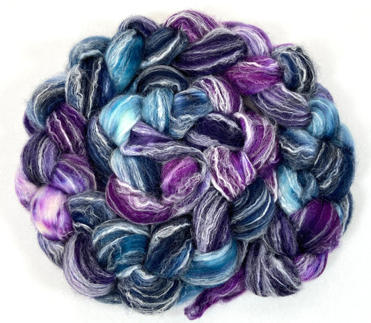 Nightberry SC - 4 oz Superwash Panda Sparkle wool, bamboo combed top, roving, spinning fiber, handspinning, sock yarn, baby yarn