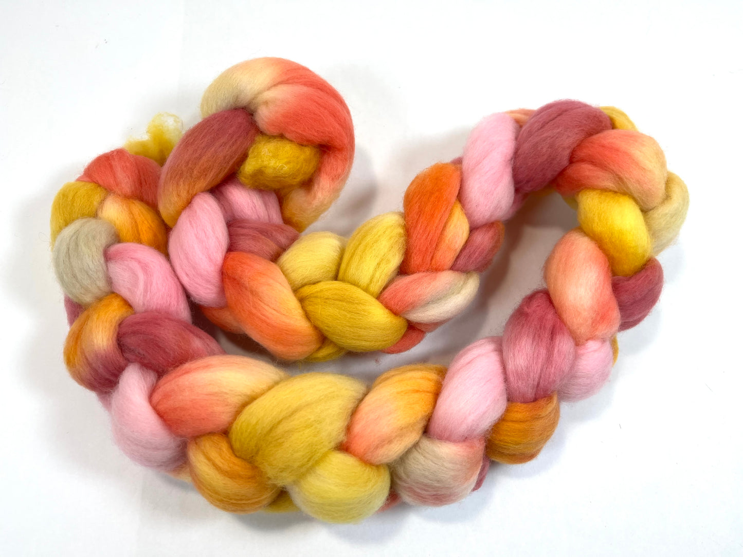 Peach Melba SC - 4 oz hand painted wool combed top, roving, spinning fiber, handspinning, felting