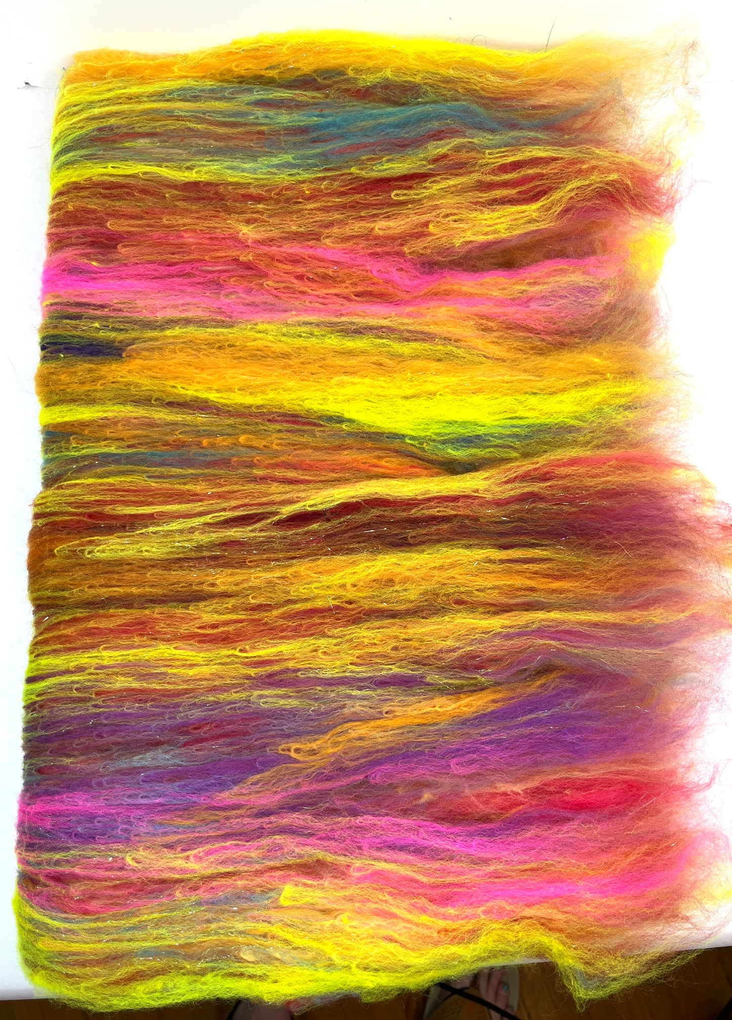 Crayon Box Batt 0618-03 - 3.9 oz Soft wool, sparkle, spinning fiber, drumcarded, handspinning, nuno, felting wool