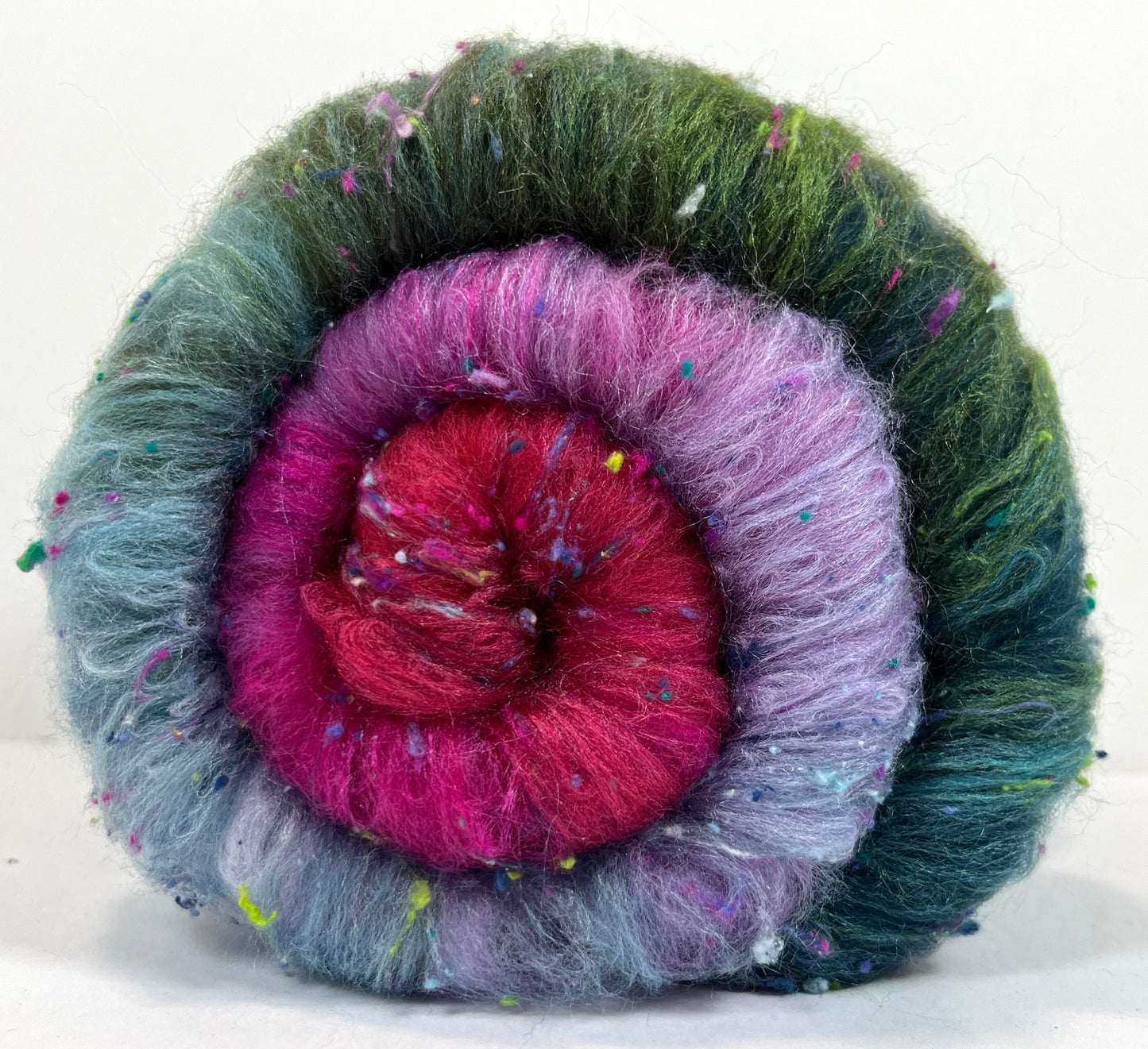 Lorelei Batt 1130-08 - 2.5 oz Falkland Merino wool, silk, noils, spinning fiber, drumcarded, handspinning, nuno, felting wool