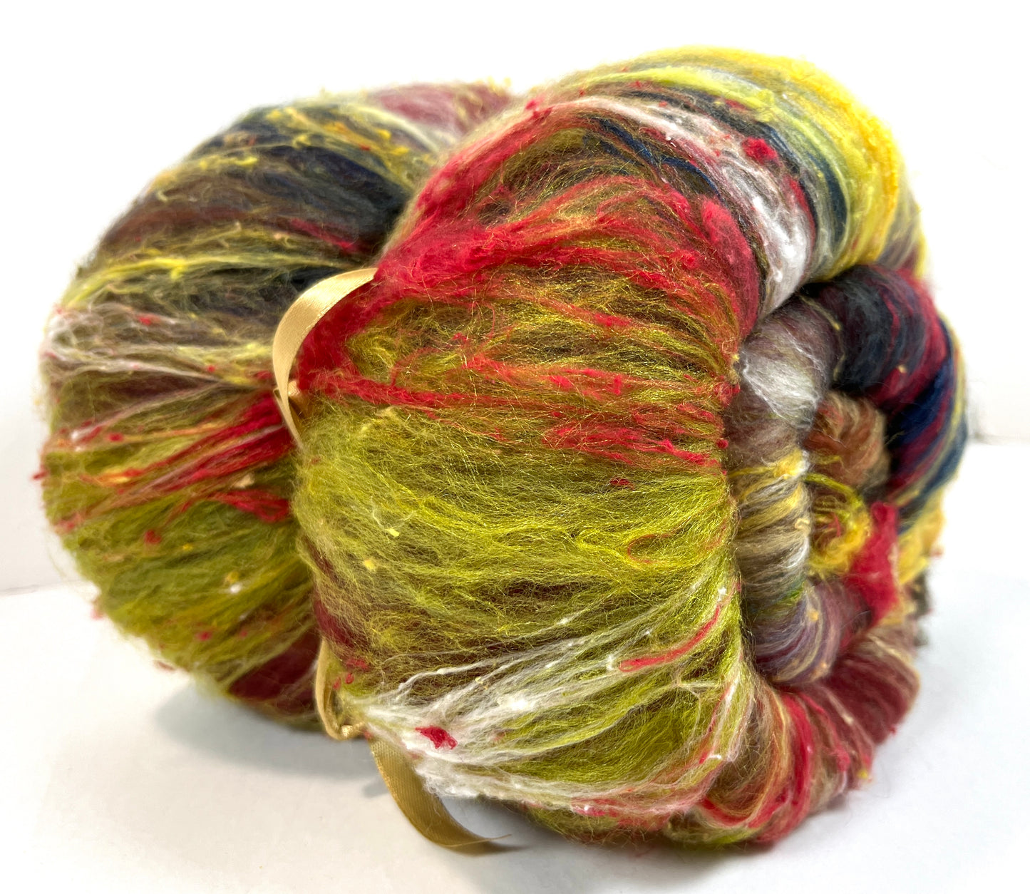 Art Batt 0407-04 - 3.5 oz soft wool, silk, noils, spinning fiber, drumcarded, handspinning, nuno, felting wool
