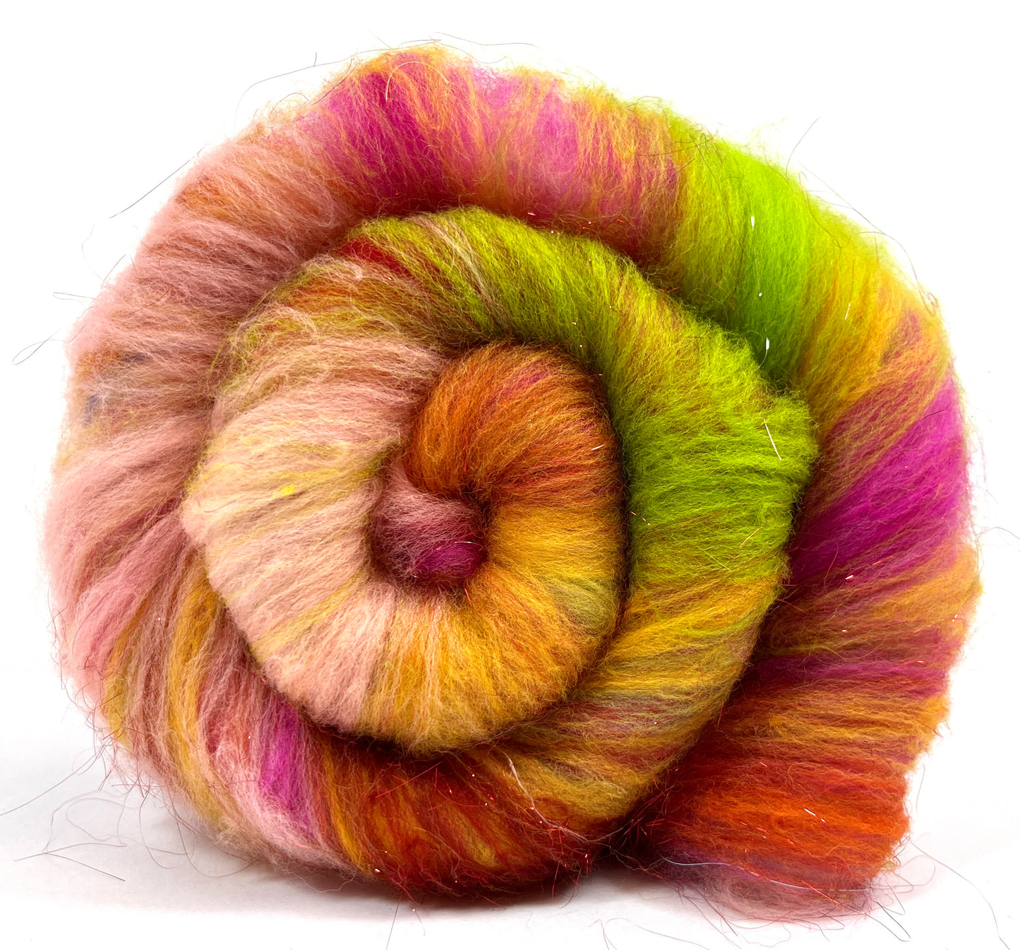 Crayon Box Batt 0524-01 - 3.7 oz Soft wool, sparkle, spinning fiber, drumcarded, handspinning, nuno, felting wool