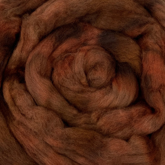 Cinnamon - 2 oz hand dyed semisolid wool combed top