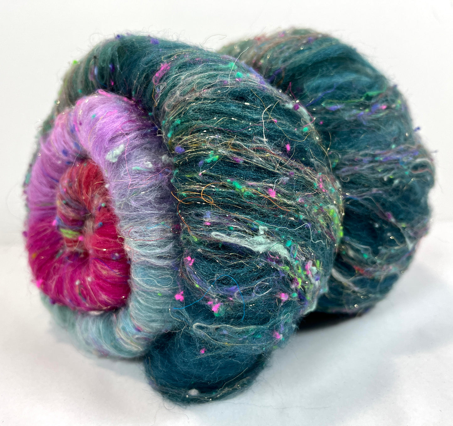 Lorelei Batt 0110-01 - 2.7 oz Falkland Merino wool, silk, noils, spinning fiber, drumcarded, handspinning, nuno, felting wool