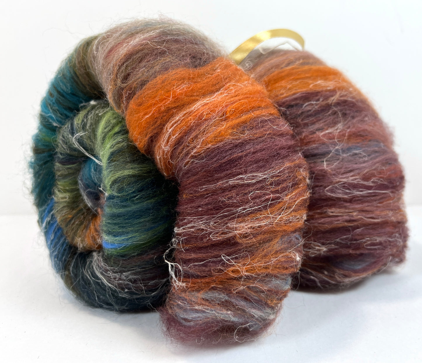 Crayon Box Batt 1003-04 - 3.7 oz Soft wool, silk, flax, hemp, NO SPARKLE, spinning fiber, drumcarded, handspinning, nuno, felting wool