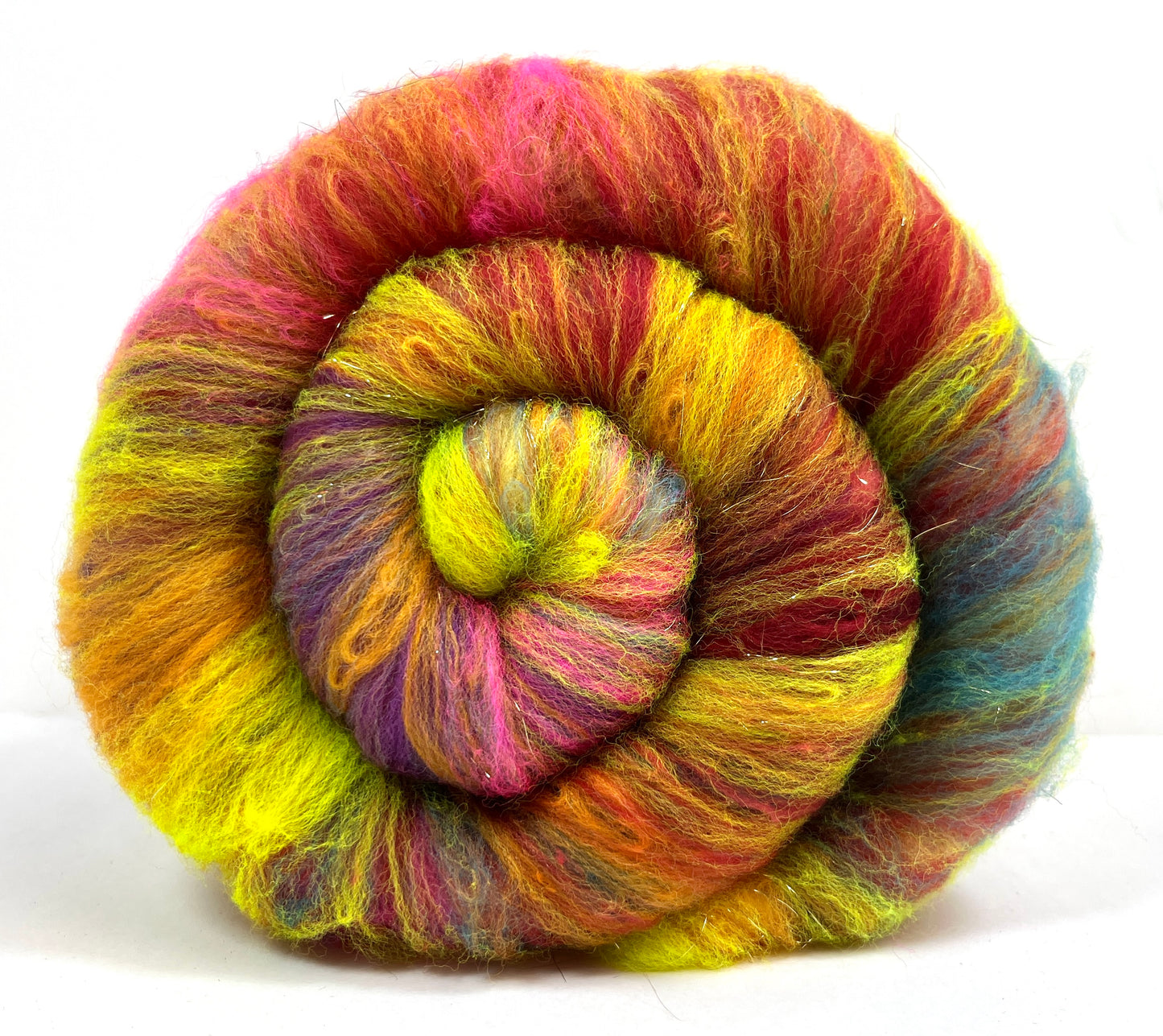 Crayon Box Batt 0618-03 - 3.9 oz Soft wool, sparkle, spinning fiber, drumcarded, handspinning, nuno, felting wool