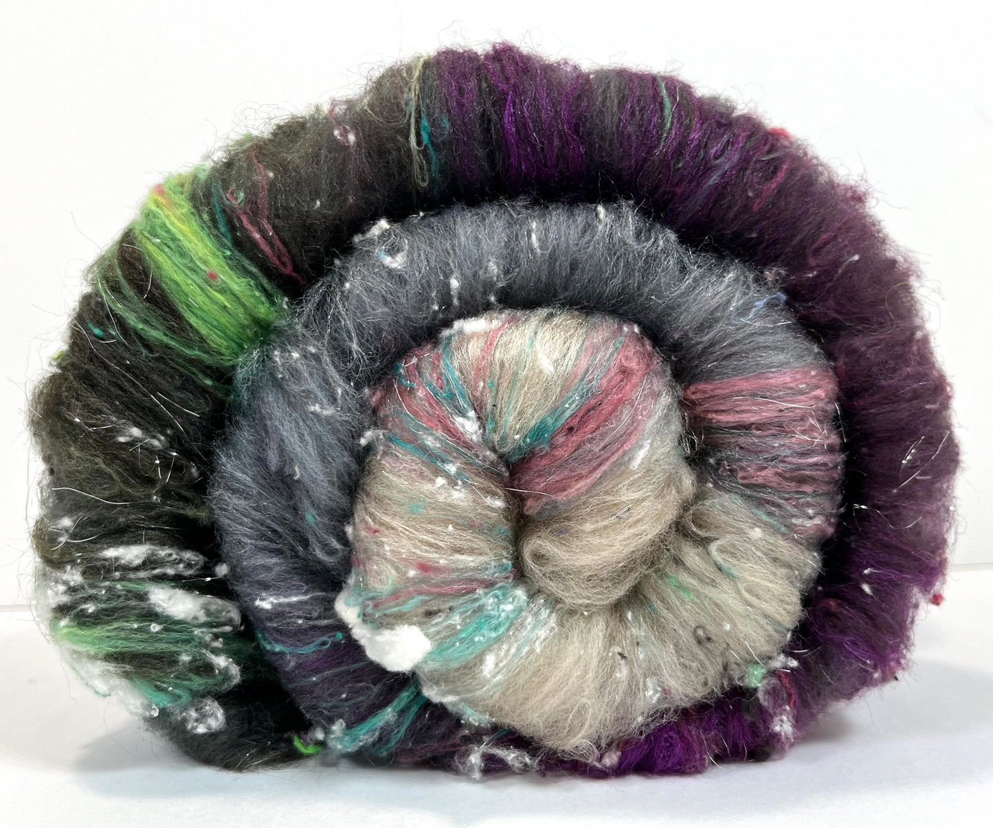 Morning Fog Gradient Batt 0608-03 - 2.4 oz Polwarth wool, silk, noils, spinning fiber, drumcarded, handspinning, nuno, felting wool