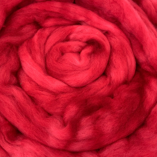 Amaranth - 2 oz hand dyed semisolid wool combed top