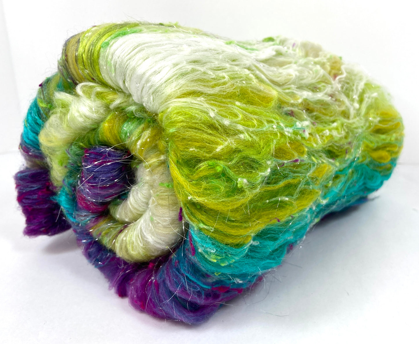 Abandon Batt 0920-11 - 3.1 oz 18.5 micron Merino wool, silk, noils, spinning fiber, handspinning, nuno, felting wool, weaving