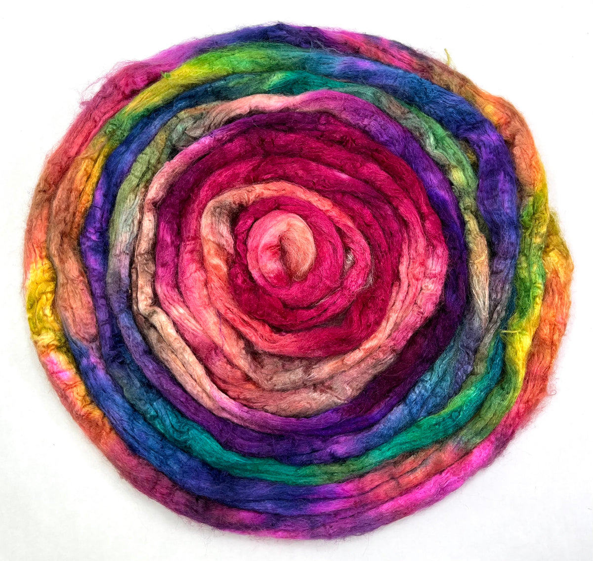 Tussah Silk - Fantasmic - 2 oz hand dyed, nuno felting, spinning fiber, art yarn, handspinning, felting fiber, corespinning, roving