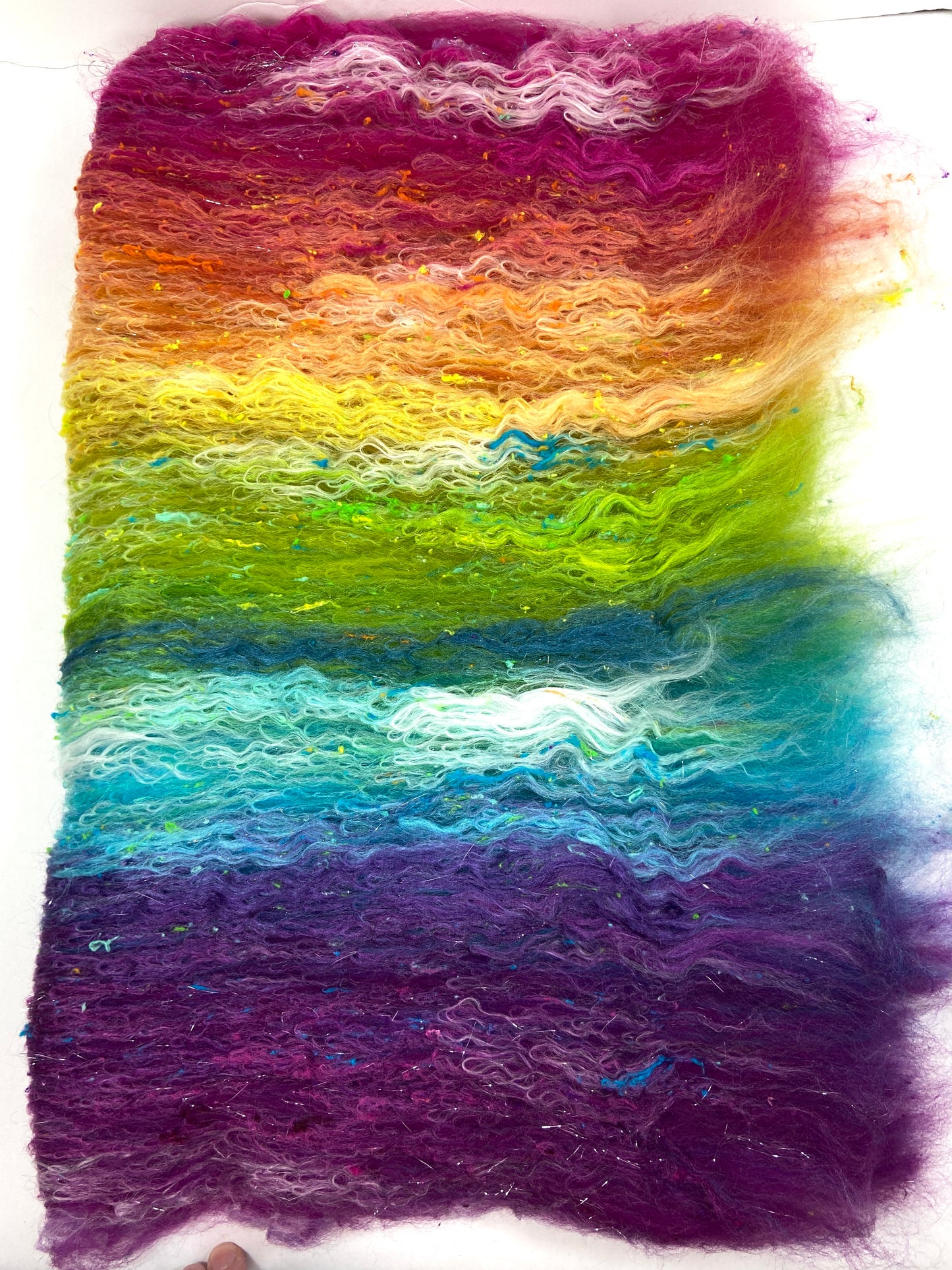 Plumeria Batt 1013-03 - 2.9 oz Targhee wool, silk, noils, spinning fiber, drumcarded, handspinning, nuno, felting wool, weaving