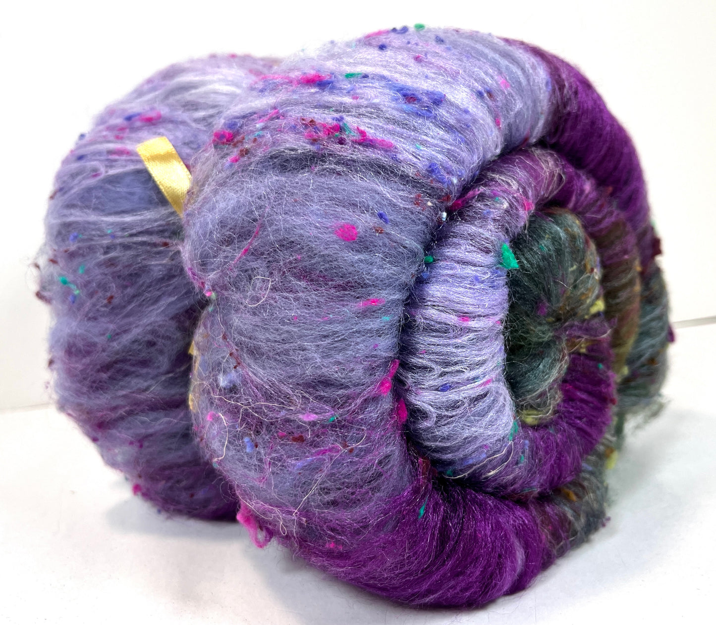 Arabesque Batt 1229-01 - 2.7 oz Polwarth wool, silk, noils, spinning fiber, drumcarded, handspinning, nuno, felting wool