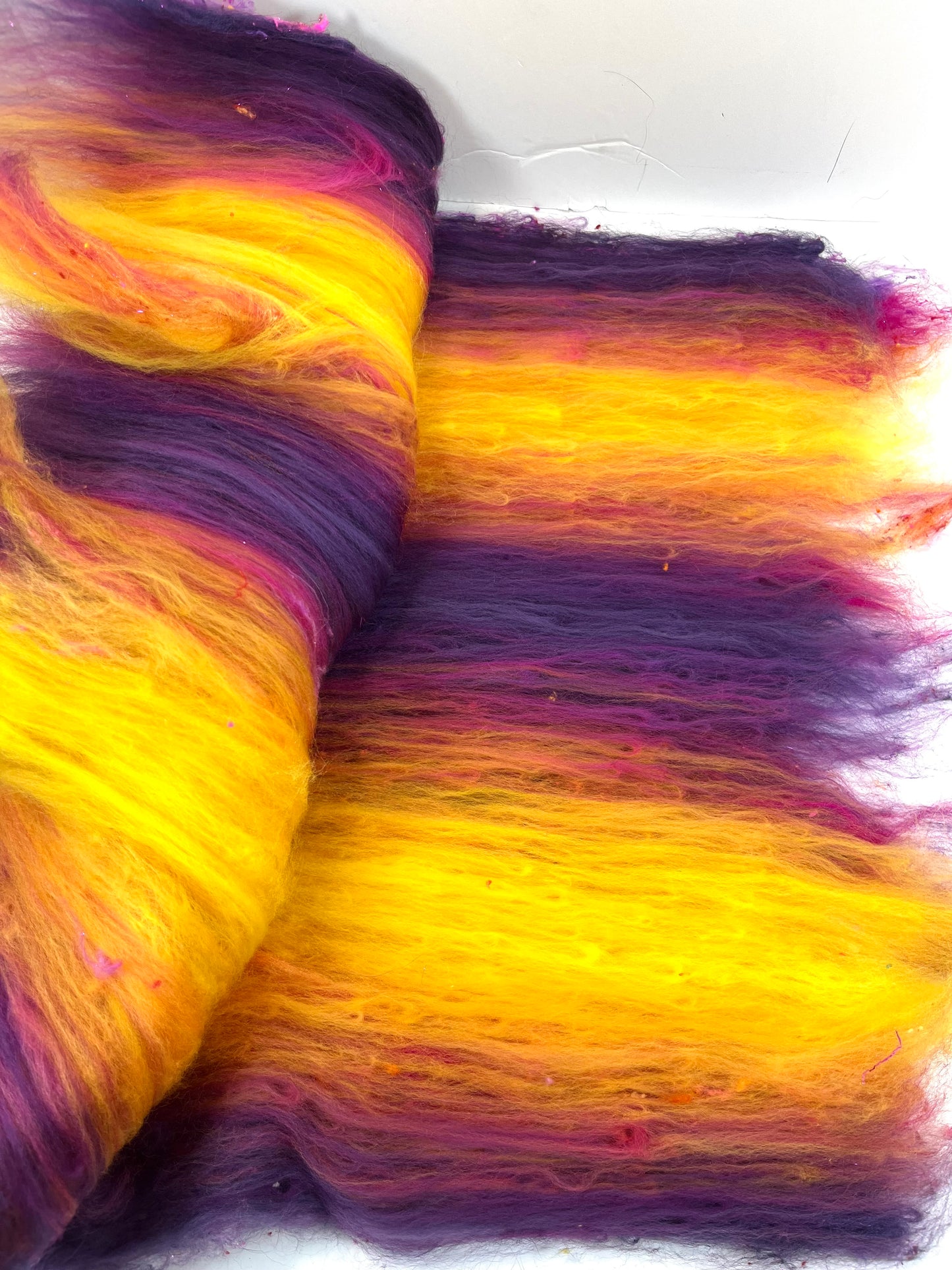 Sassy SC Batt 0504-03 - 2.9 oz Polwarth wool, silk, noils, spinning fiber, drumcarded, handspinning, nuno, felting wool