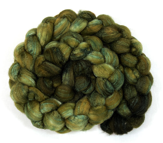 Day’s End 0121-03- 6.2 oz BFL/silk combed top, roving, spinning fiber, handspinning, felting, needle felting, weaving supplies, OOAK