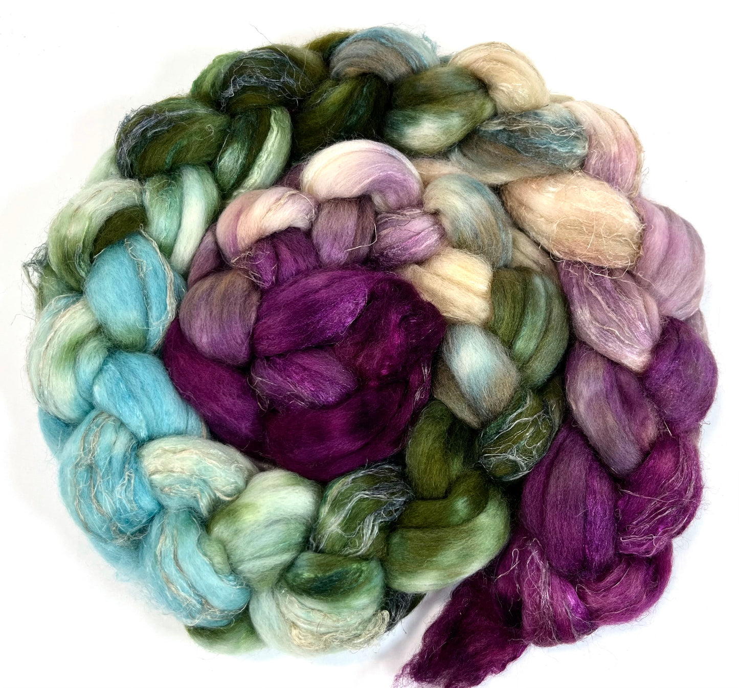 Limited Edition 0523-02 - 4 oz Merino/silk/flax wool combed top, roving, spinning fiber, handspinning, felting, needle felting, weaving supplies