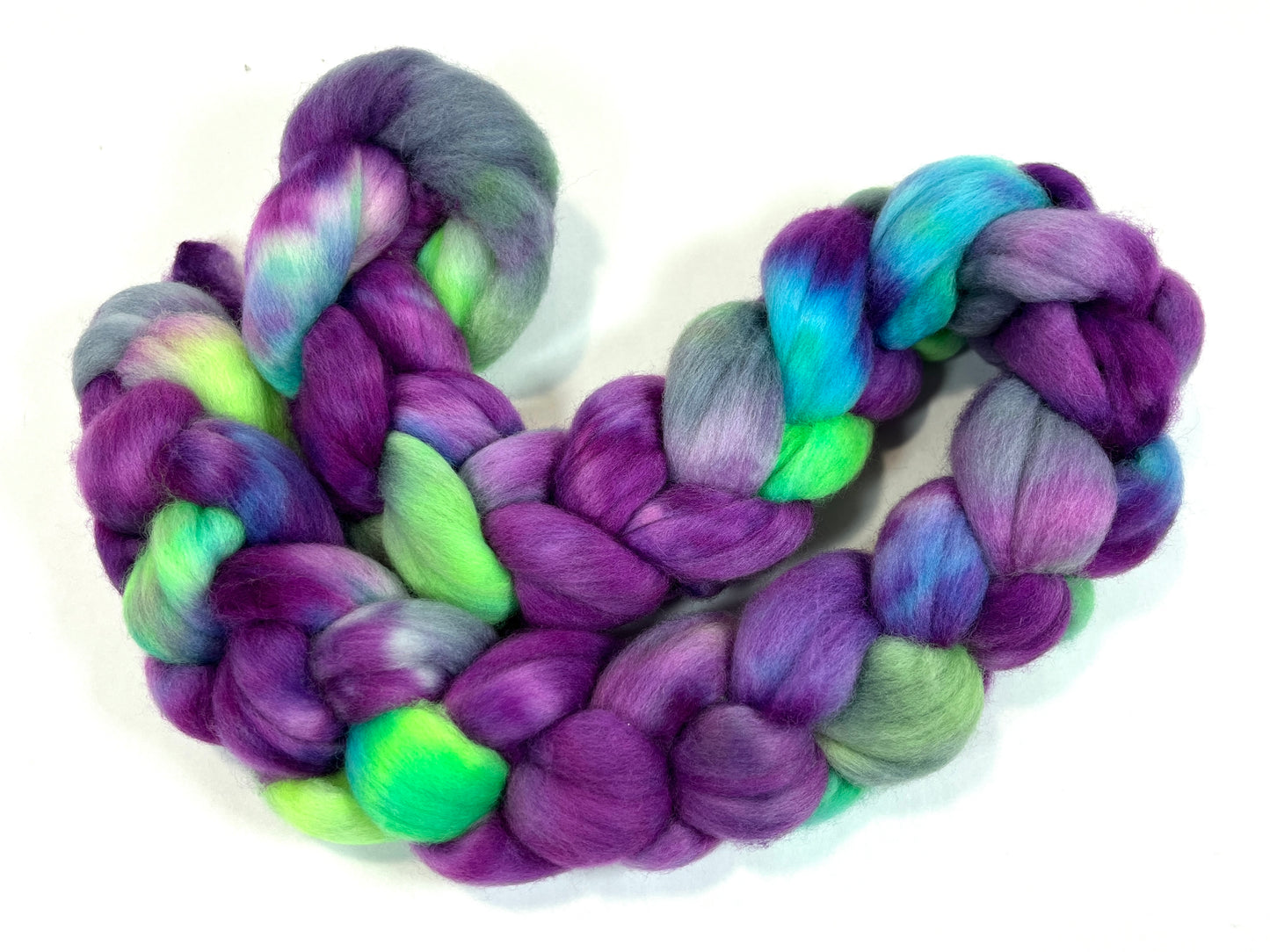 Test Braid 1210-03, 4 oz Falkland Merino wool combed top, roving, spinning fiber, handspinning, felting, needle felting, weaving supplies