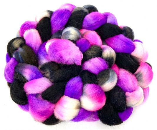 Flash Dance - 4 oz hand painted wool combed top, roving, spinning fiber, handspinning, felting