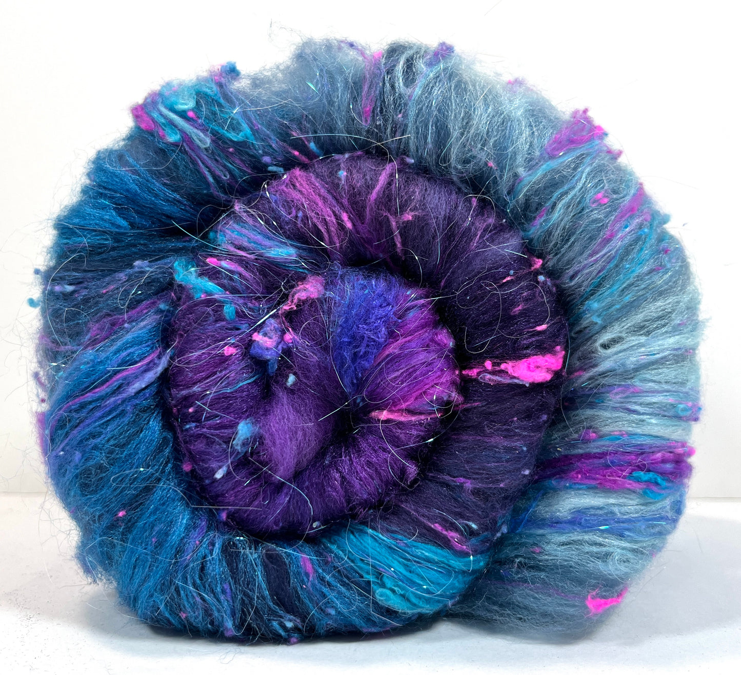 Nightberry Batt 0330-02 - 2.7 oz Polwarth wool, silk, noils, spinning fiber, drumcarded, handspinning, nuno, felting wool
