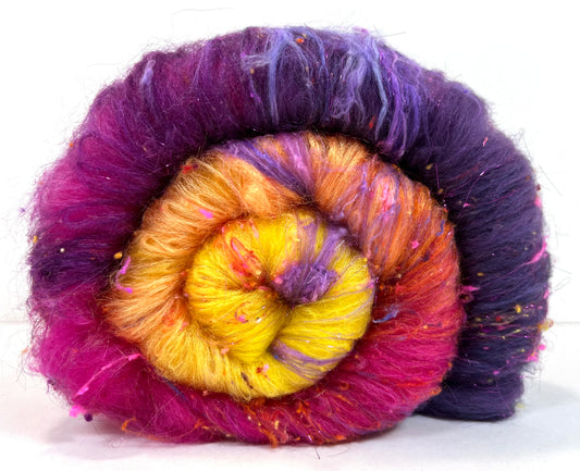Sassy Gradient Batt 0504-06 - 2.7 oz Polwarth wool, silk, noils, spinning fiber, drumcarded, handspinning, nuno, felting wool