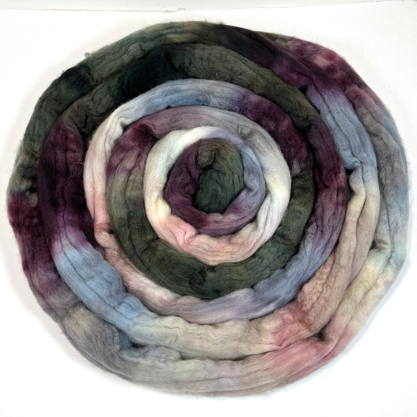 Morning Fog SC Oopsie, 4 oz Polwarth wool combed top, roving, spinning fiber, handspinning, felting, needle felting, weaving supplies