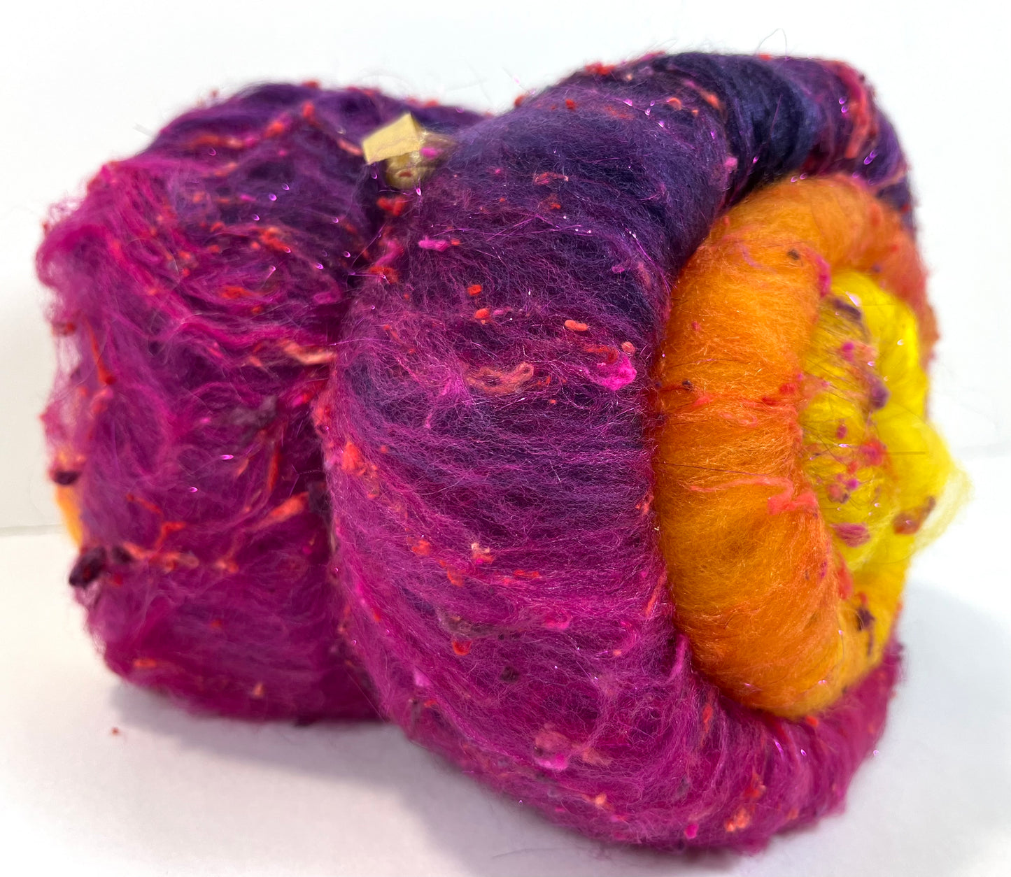 Sassy Gradient Batt 0520-05 - 2.5 oz Cormo wool, silk, noils, spinning fiber, drumcarded, handspinning, nuno, felting wool
