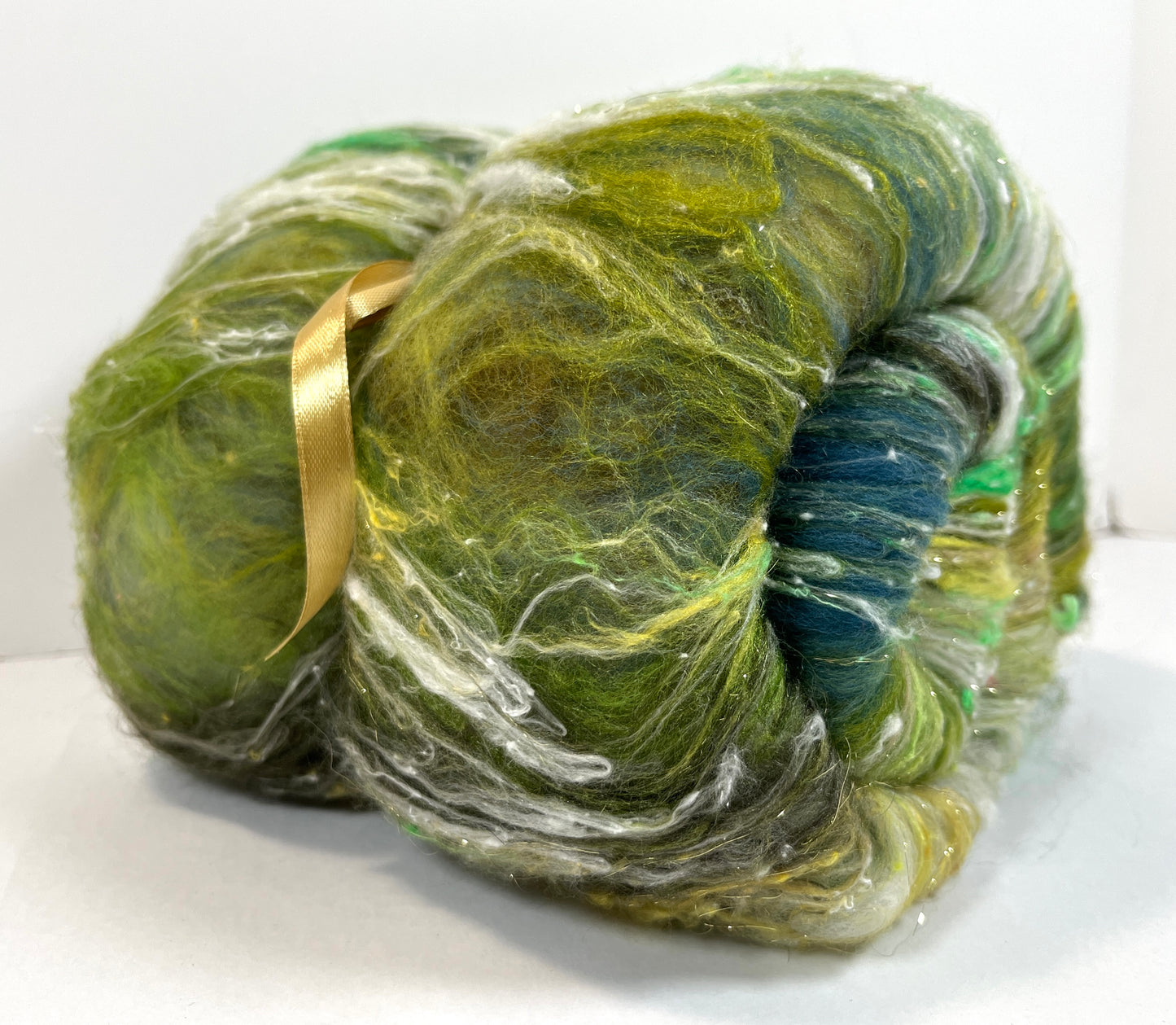 Art Batt 0407-03 - 3.5 oz soft wool, silk, noils, spinning fiber, drumcarded, handspinning, nuno, felting wool
