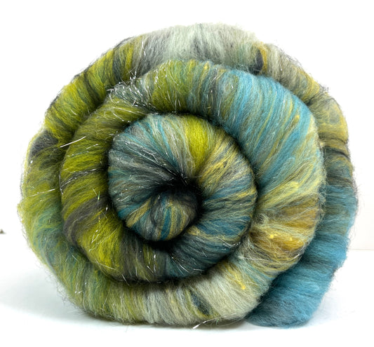 Crayon Box Batt 0601-02 - 4.6 oz Soft wool, sparkle, spinning fiber, drumcarded, handspinning, nuno, felting wool