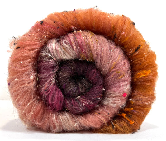 Rowena Gradient Batt 0815-04 - 2.6 oz Polwarth wool, silk, noils, spinning fiber, handspinning, nuno, felting wool, weaving, spindle