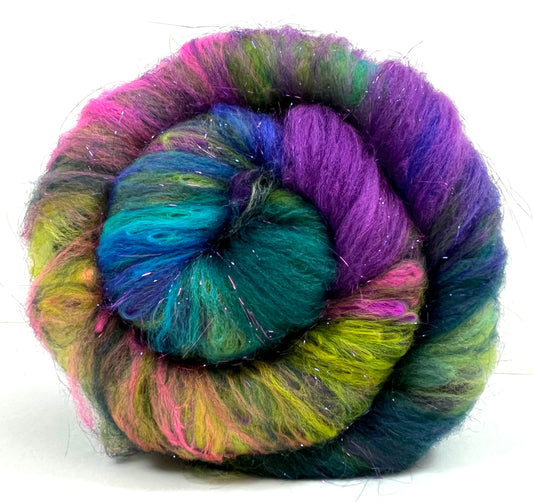 Crayon Box Batt 0516-04 - 3.8 oz Soft wool, sparkle, spinning fiber, drumcarded, handspinning, nuno, felting wool