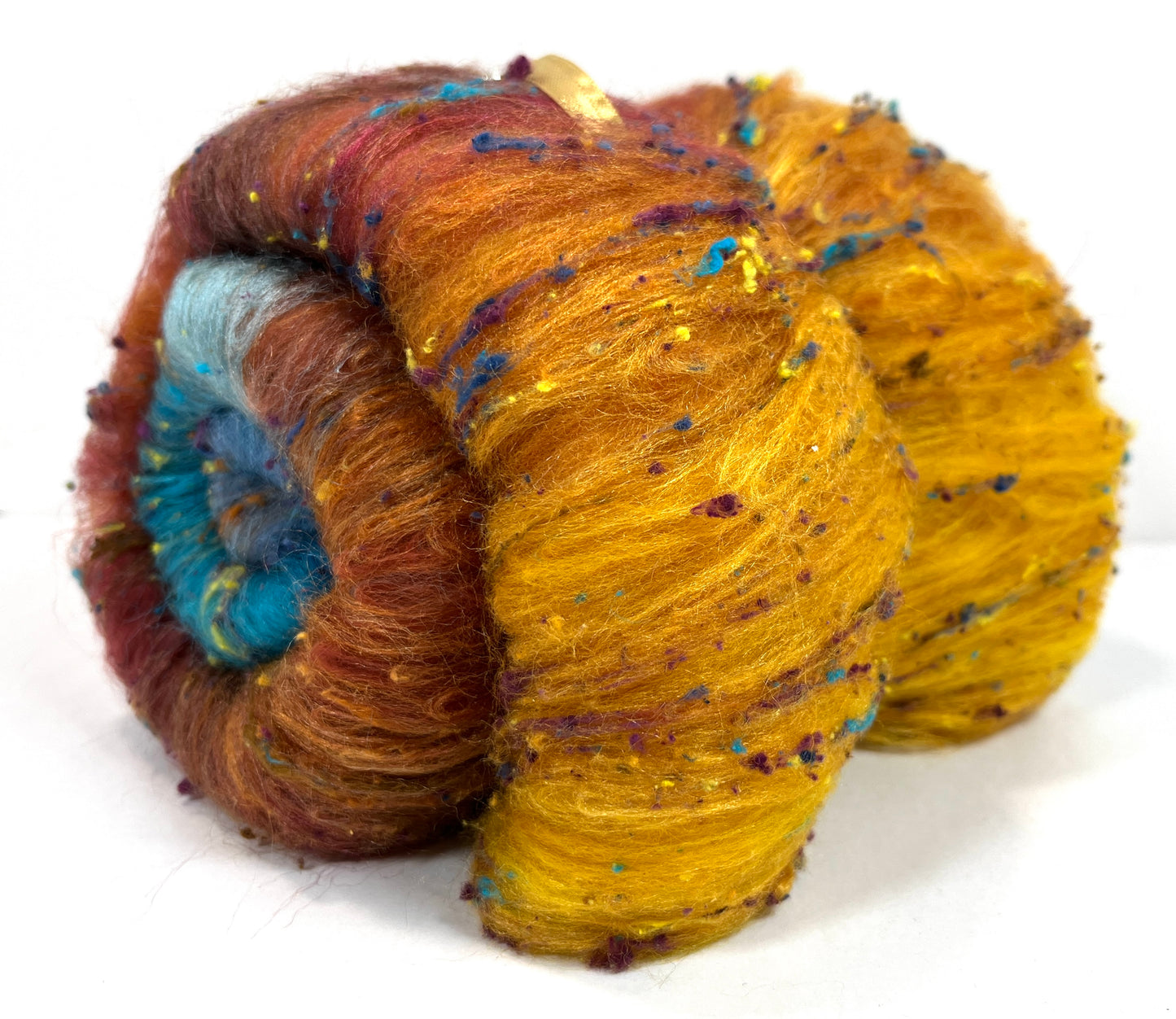 Gradient Batt 1215-06 - 2.6 oz Polwarth wool, silk, noils, spinning fiber, drumcarded, handspinning, nuno, felting wool
