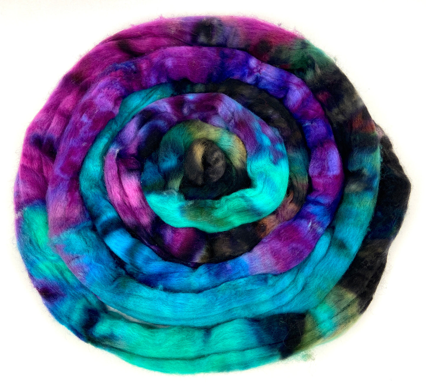 The Darkness MG - 4 oz hand painted wool combed top, roving, spinning fiber, handspinning, felting