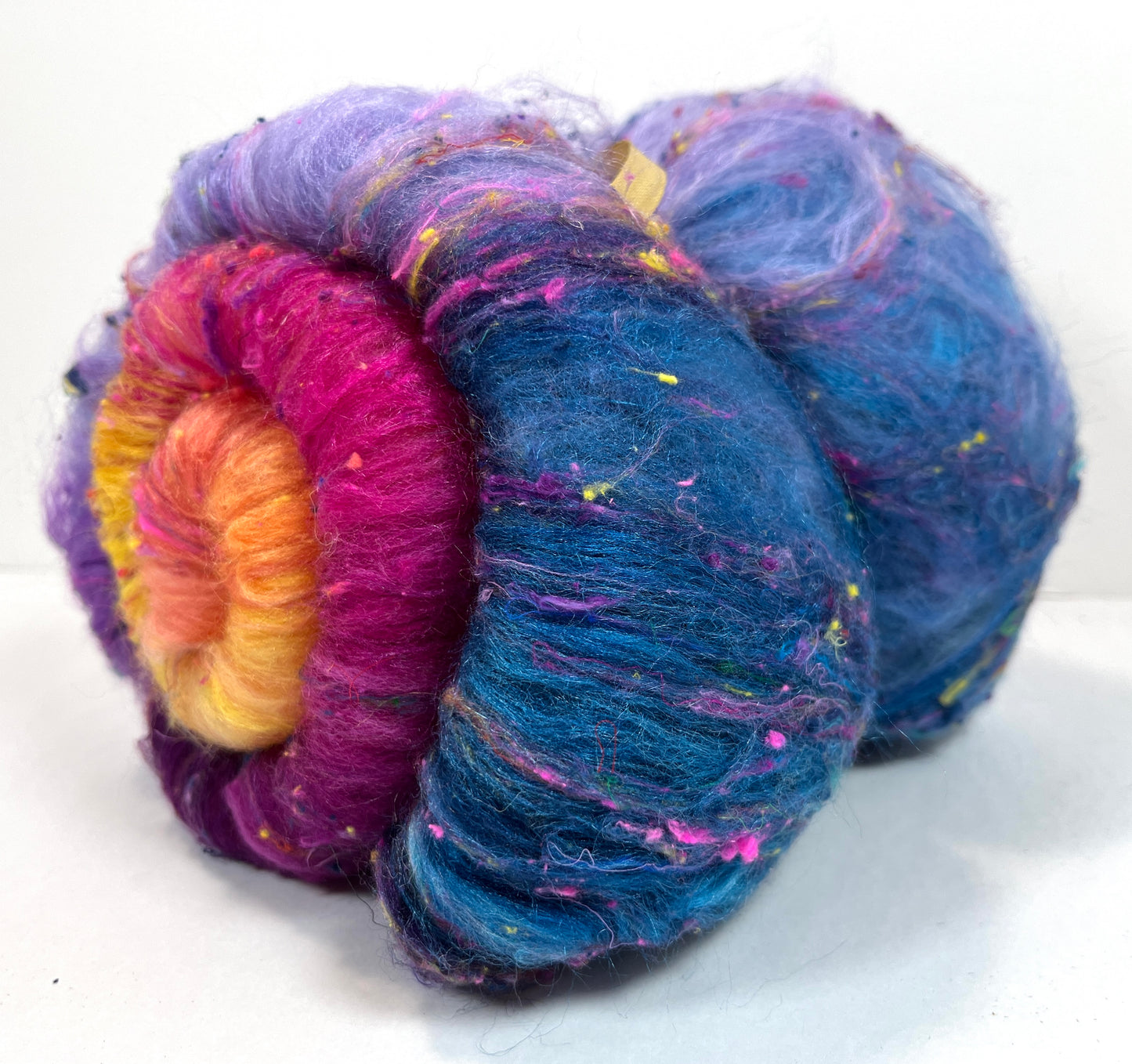 Big Sky Sunset Batt 1215-07 - 2.7 oz Cormo wool, silk, noils, spinning fiber, drumcarded, handspinning, nuno, felting wool