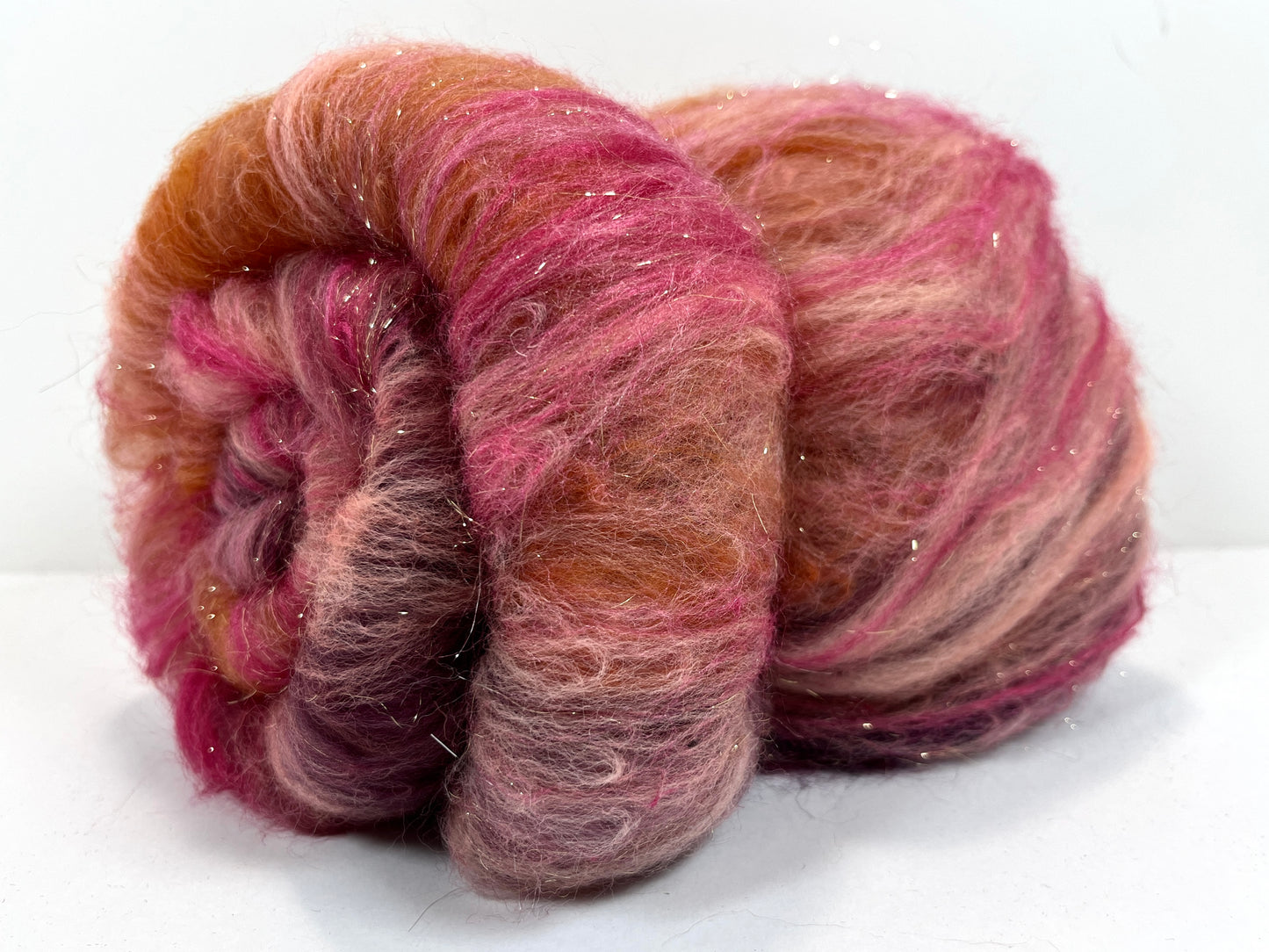 Rowena Special Batt 0829-02 - 3.1 oz Polwarth and Corriedale wool, silk, sparkle, spinning fiber, handspinning, nuno, felting wool, weaving, spindle