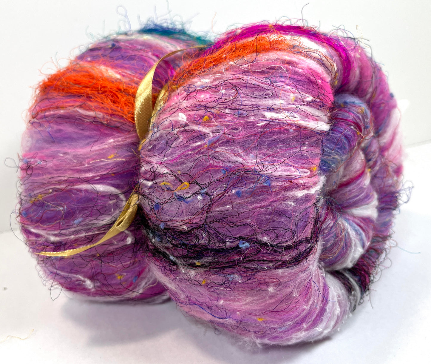 Art Batt 1224-06, 3.5 oz Soft wool, silk, flax, noils, spinning fiber, drumcarded, handspinning, nuno, felting wool